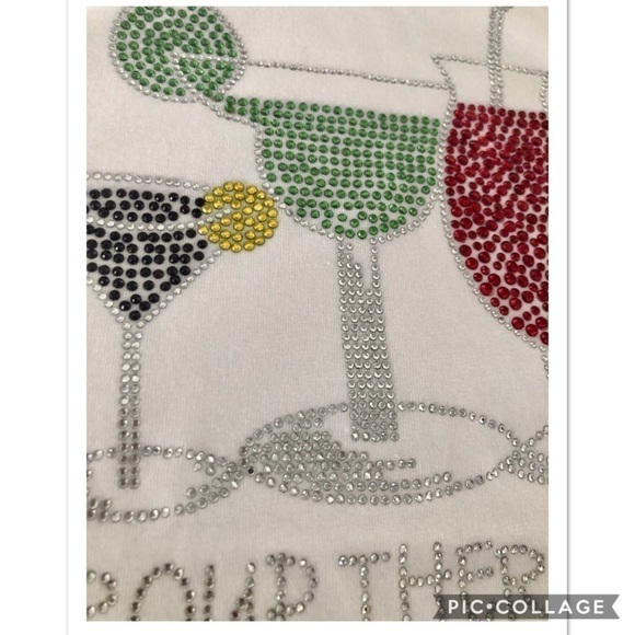 “Group Therapy” - White T w/Bling Words - Picture 3 of 3